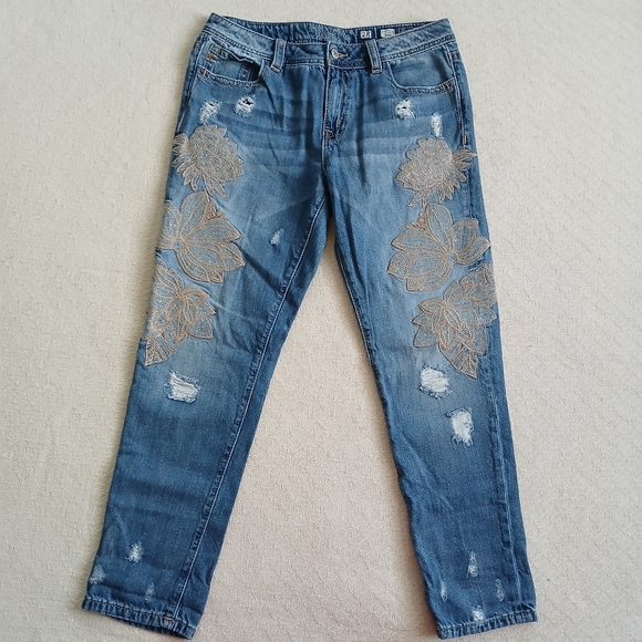 Miss Me Denim - miss me ♡ boyfriend ankle jeans embroidered y2k boho grunge fairy mcbling
